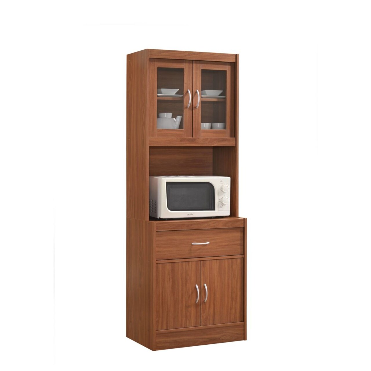 Contemporary Home Living 71" Red Top and Bottom Enclosed Kitchen Cabinet
